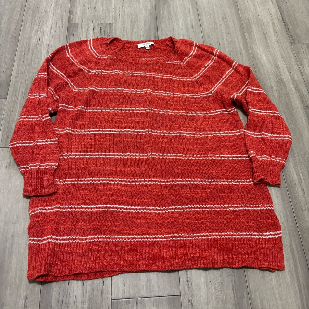 Madewell Sweater - burnt orange and white stripe